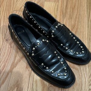 Maje Leather studded loafers size 38 7.5 USA